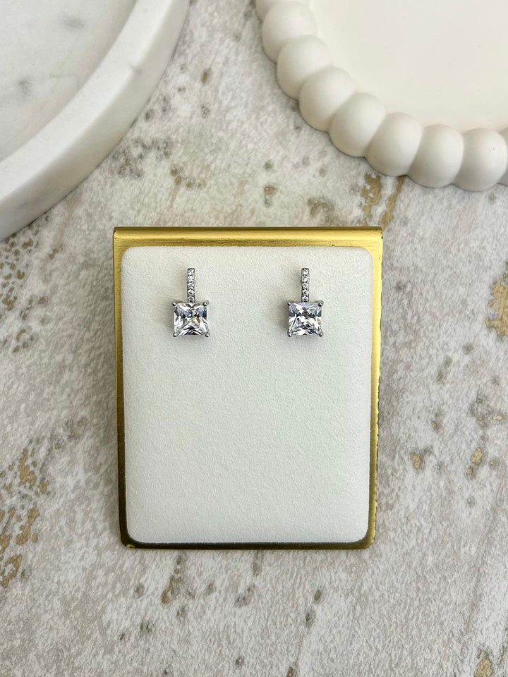 Diamanté Square Drop Earrings (2 Colours)