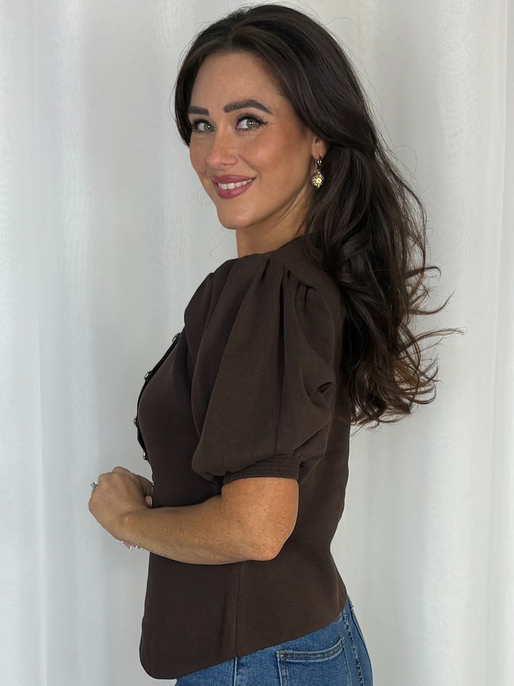 Silver Button Asymmetric Top (2 Colours)