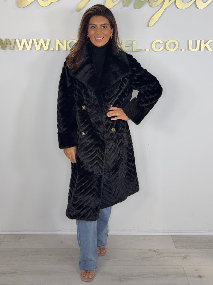 Herringbone Double Breasted Collared Longline Coat (5 Colours)