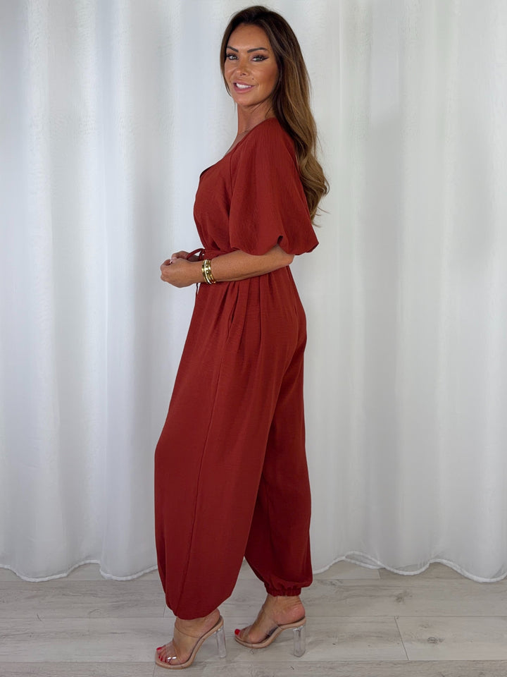 V-Neck Tie Up Waist Jumpsuit (5 Colours)