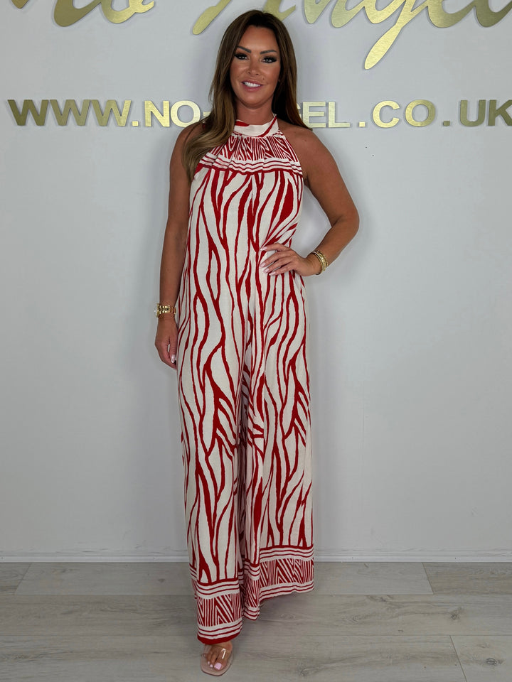 Zebra Halter Floaty Jumpsuit (6 Colours)