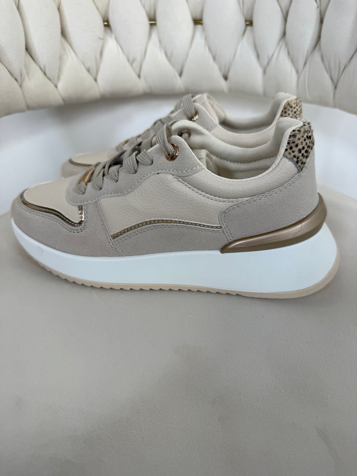 Faux Leather 2 Tone Leopard Back Trainers (2 Colours)