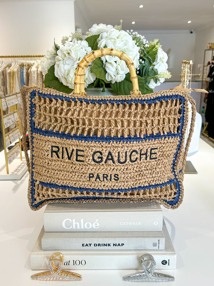 Rive Gauche Paris Bamboo Strap Beach Bag (4 Colours)