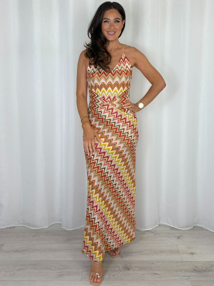 Zigzag Crossover Spaghetti Strap Dress (4 Colours)
