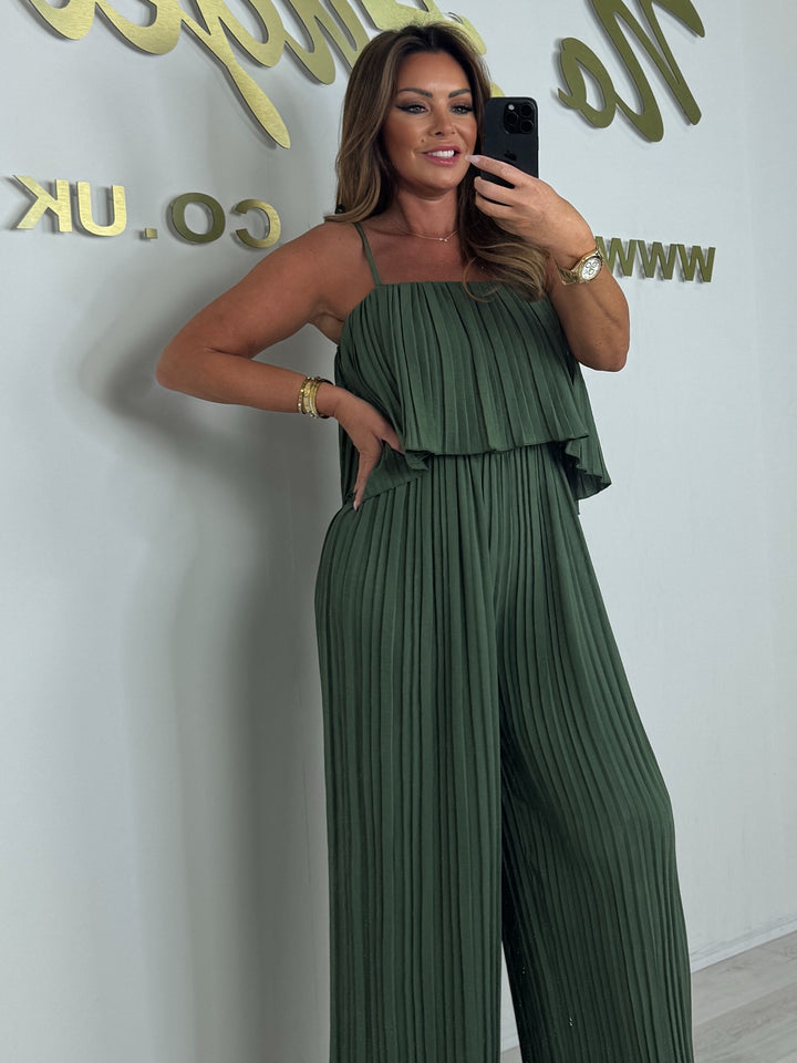 Pleated Tie Shoulder Floaty Jumpsuit (4 Colours)