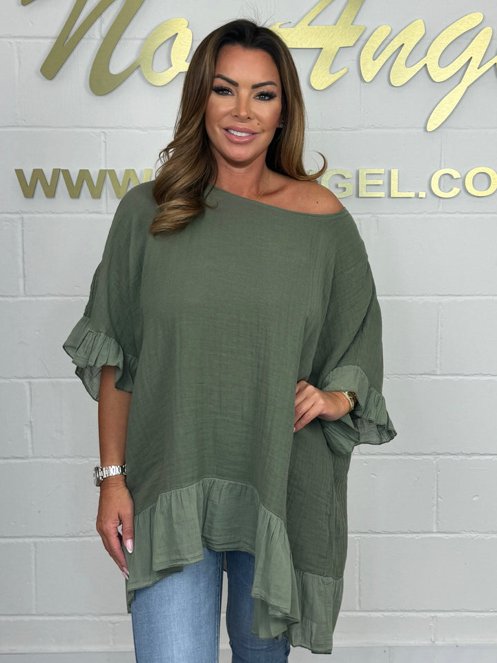 Oversize Frill Cotton Top (6 Colours)