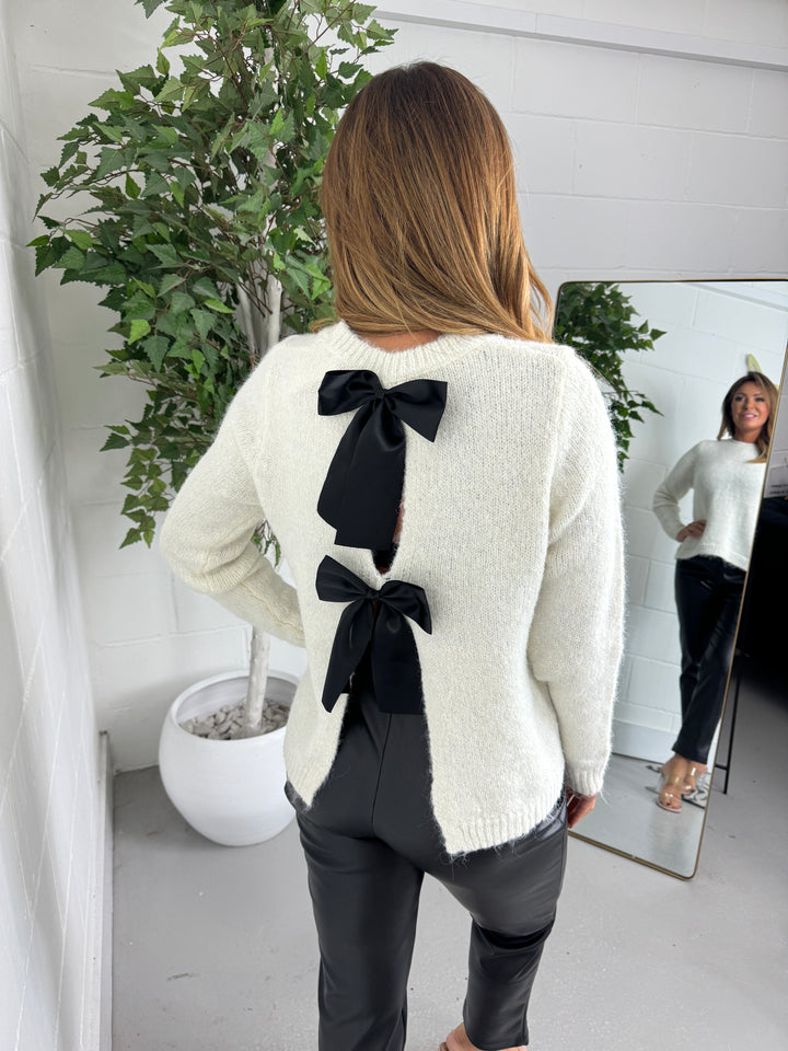 Bow Open Back Soft Knit Jumper (3 Colours)