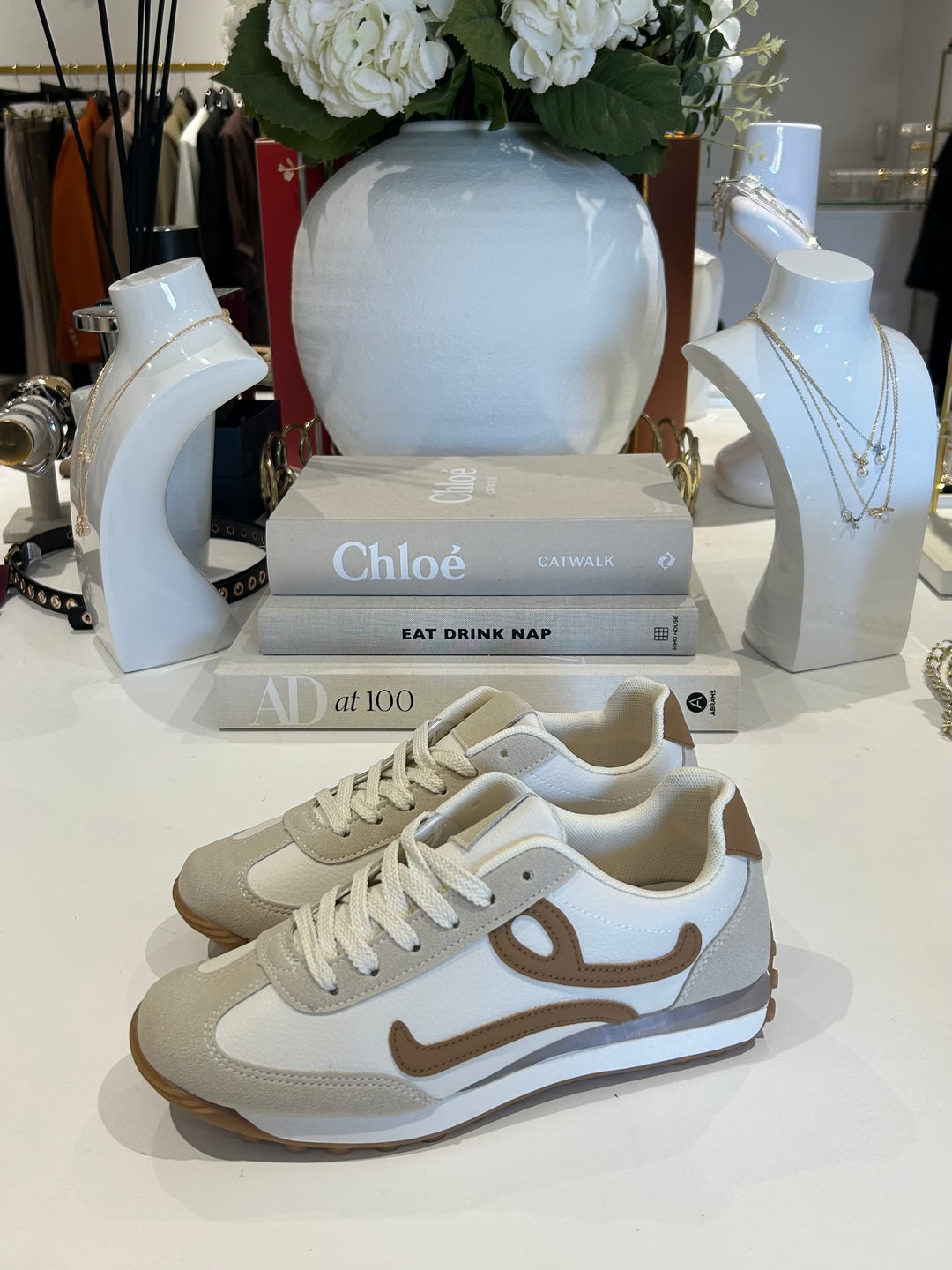 Faux Leather & Suede Swirl Design Trainers (2 Colours)