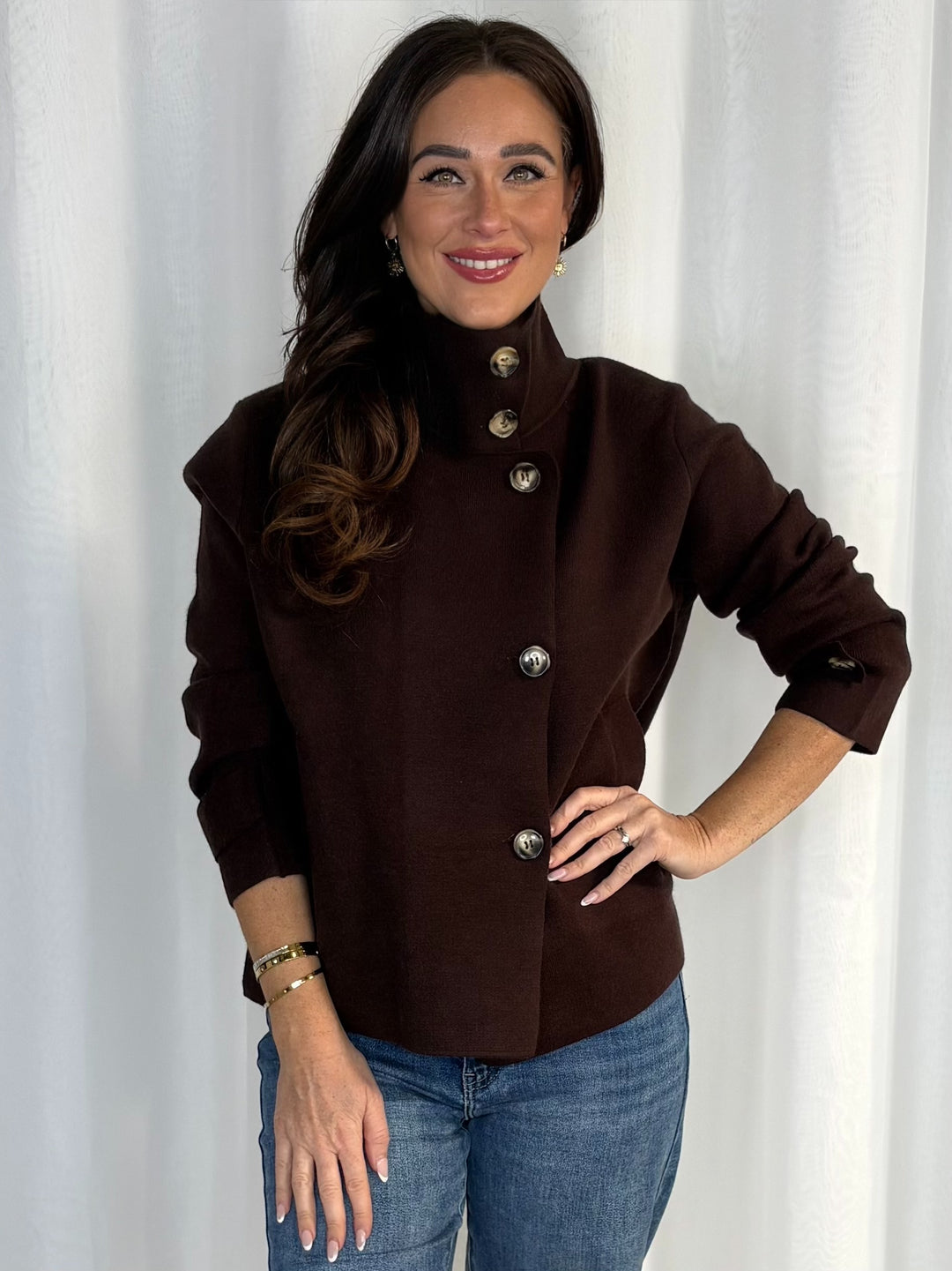 High Neck Button Cardigan (4 Colours)