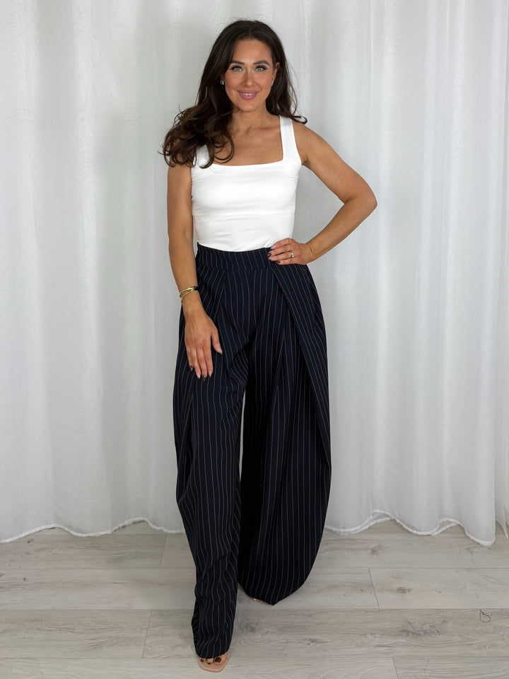 Pinstripe Wide Leg Trousers (2 Colours)