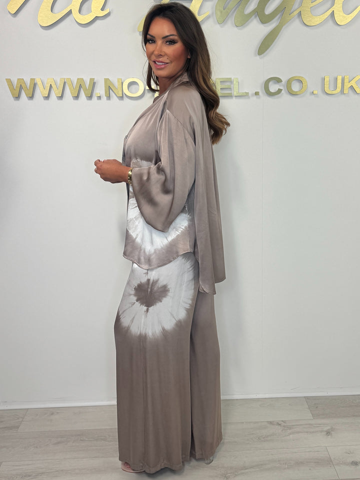 Silk Mix Tie Dye Balloon Sleeve Button Up Co-ord (2 Colours)