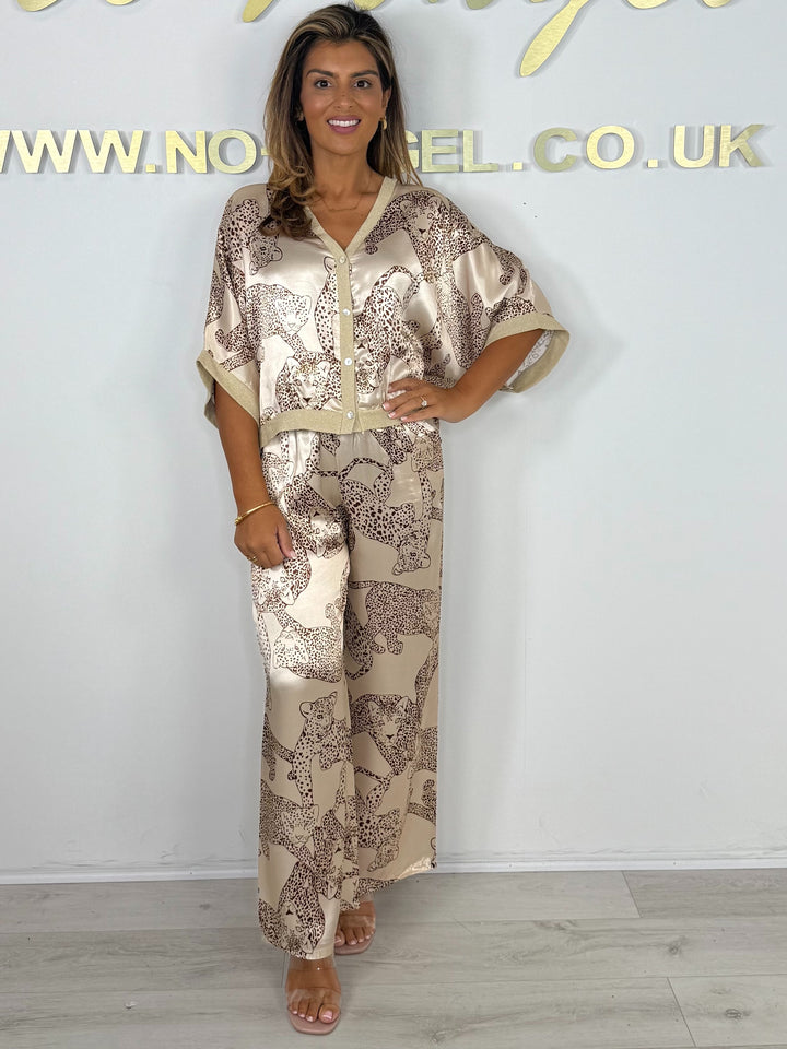 Animal Print V-Neck Cardigan & Trouser Co-ord (4 Colours)