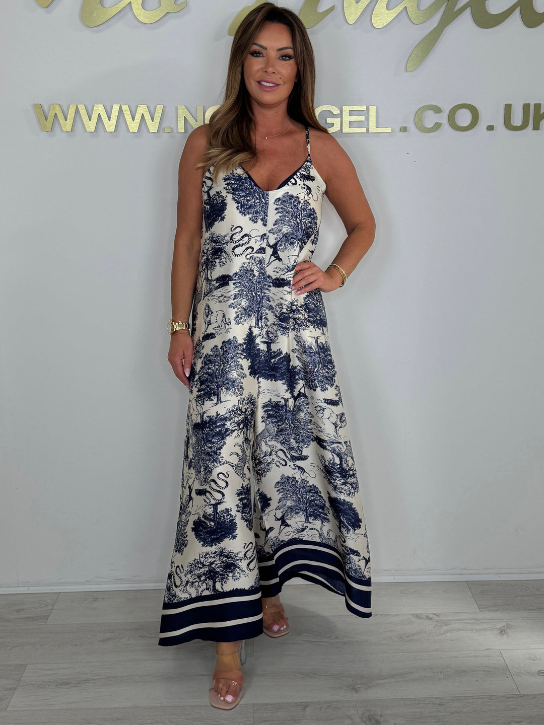 Printed Silk Mix Spaghetti Strap Jumpsuit (3 Colours)