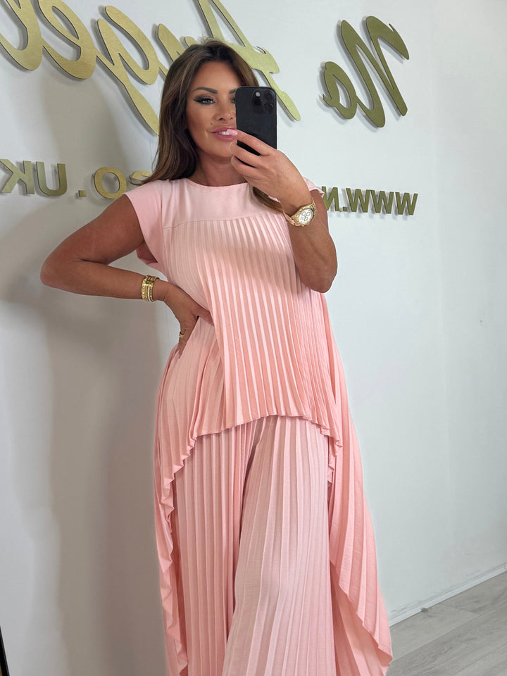 Pleated High Low Top & Trouser Co-ord (5 Colours)
