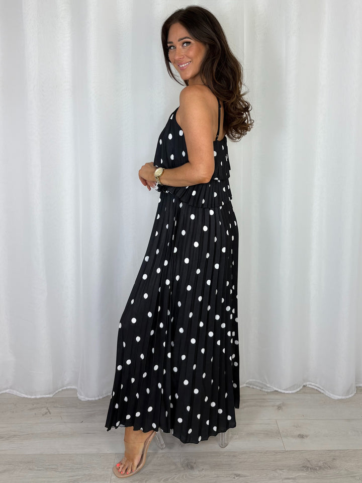 Polka Dot Pleated Maxi Dress (4 Colours)