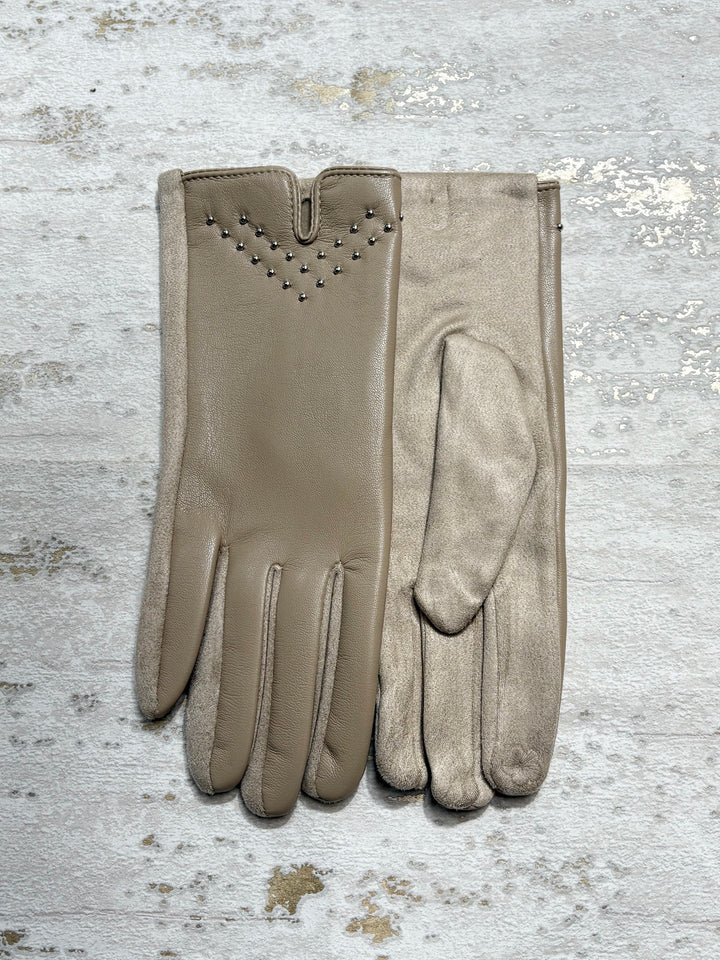 Faux Leather Glove With Studs (6 Colours)