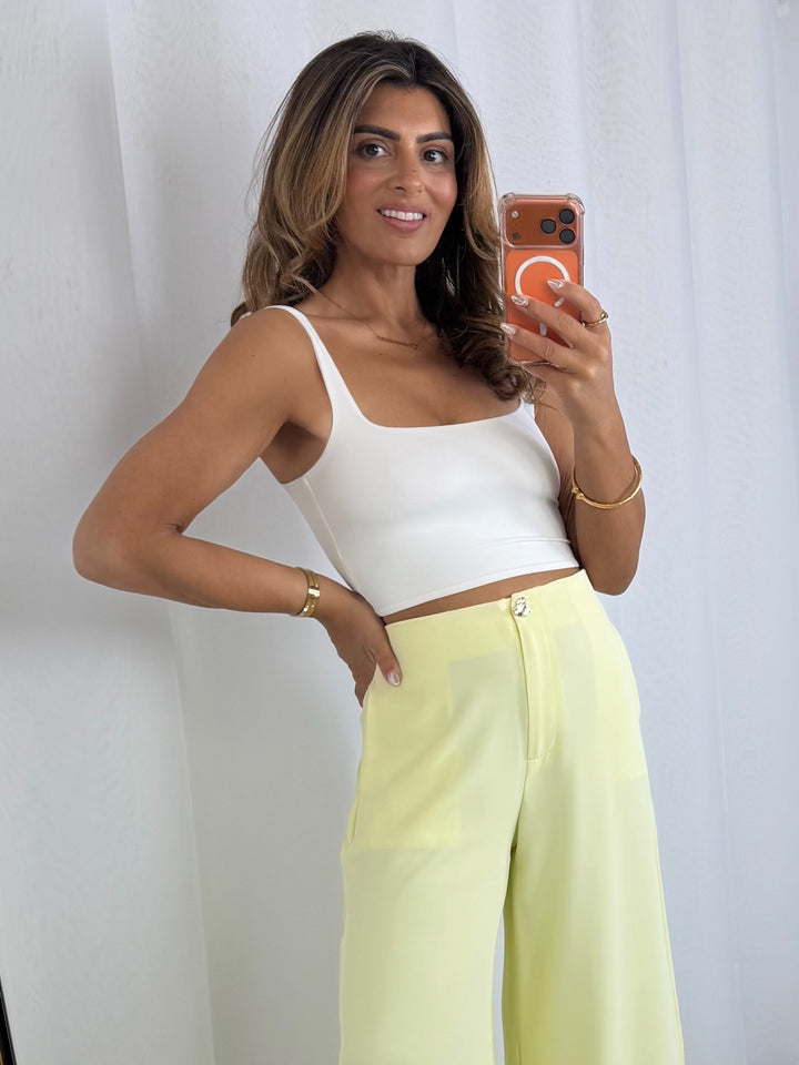 Gold Hammered Button Straight Leg Trouser (6 Colours)