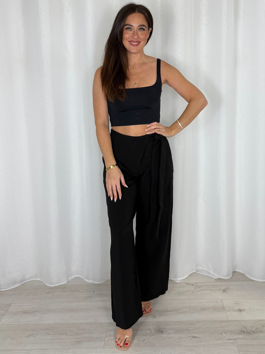 Wide Leg Trousers With Tie Up Bow (4 Colours)