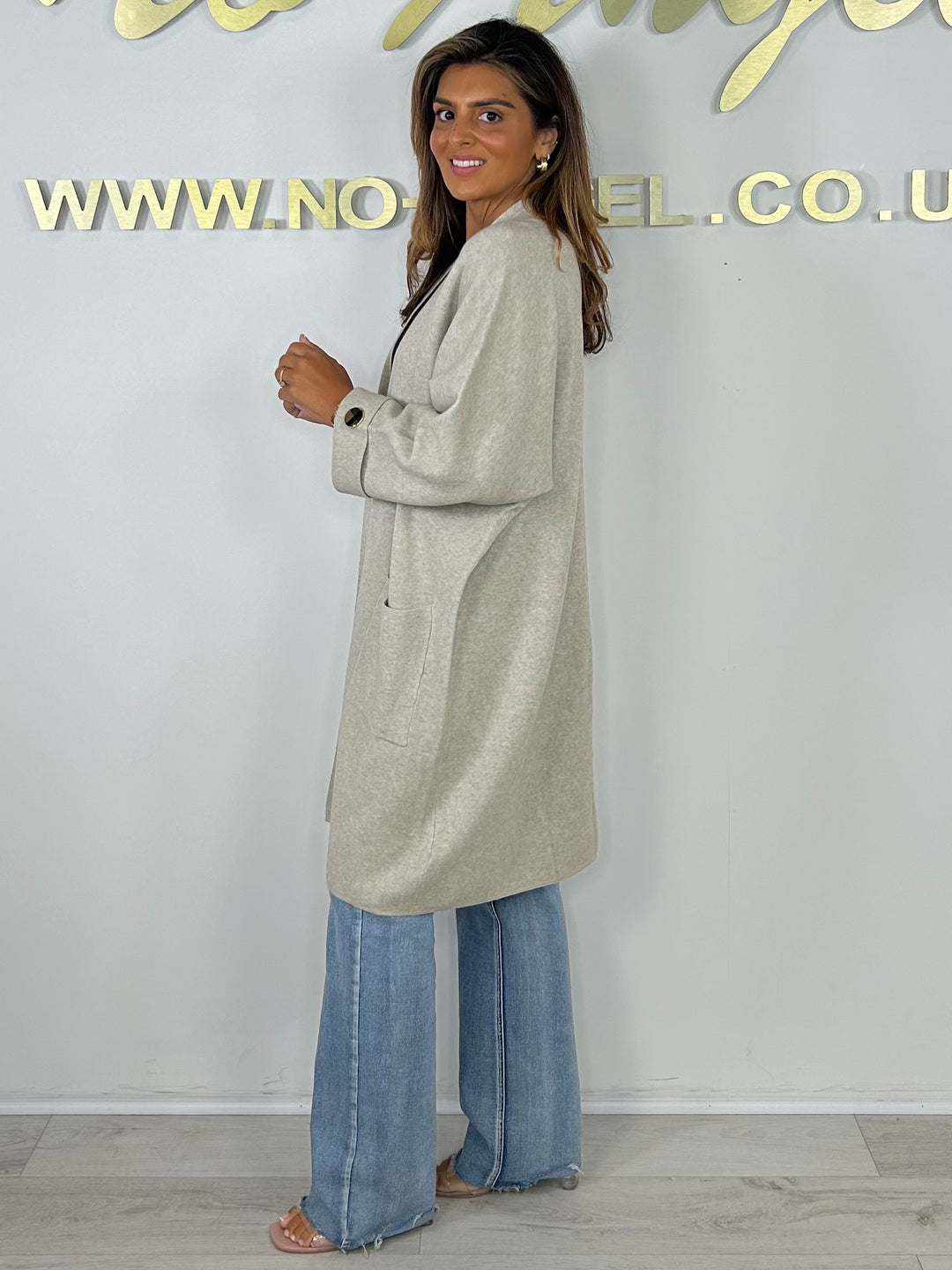 Soft Knit Gold Button Sleeve Open Longline Cardigan (5 Colours)