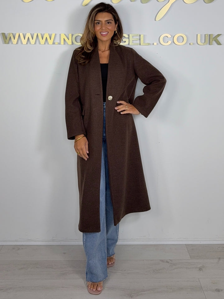 Textured Gold Single Button Longline Jacket (5 Colours)
