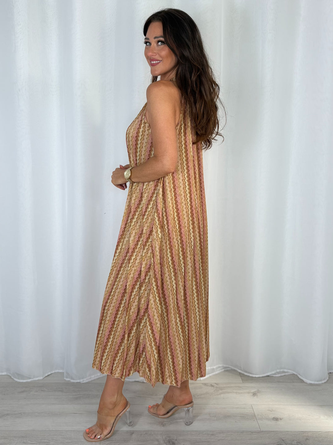 Zig Zag Halter Neck Maxi Dress (3 Colours)