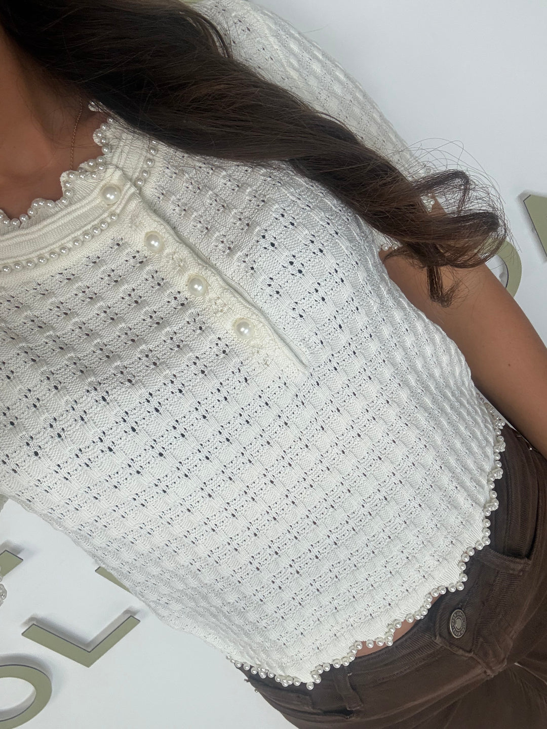 Pearl Detailed Knit Top