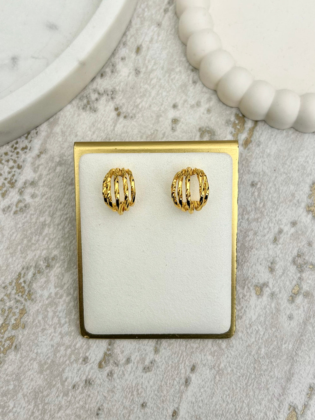Gold 5 Twist Hoop Earrings