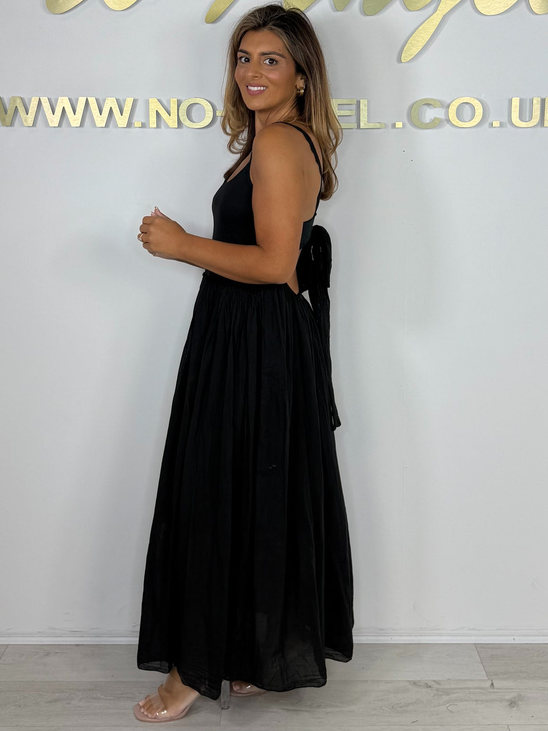 Lace Strap Bow Tie Up Back Low Back Maxi Dress (5 Colours)