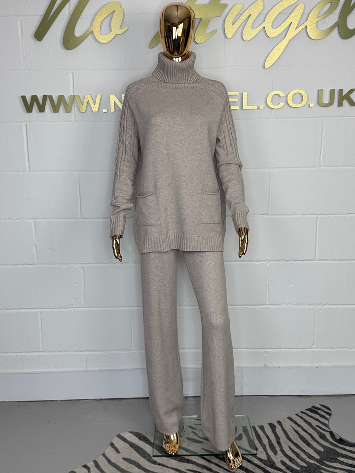 Roll Neck Cable Knit Pocket Trouser Co-Ord (4 Colours)