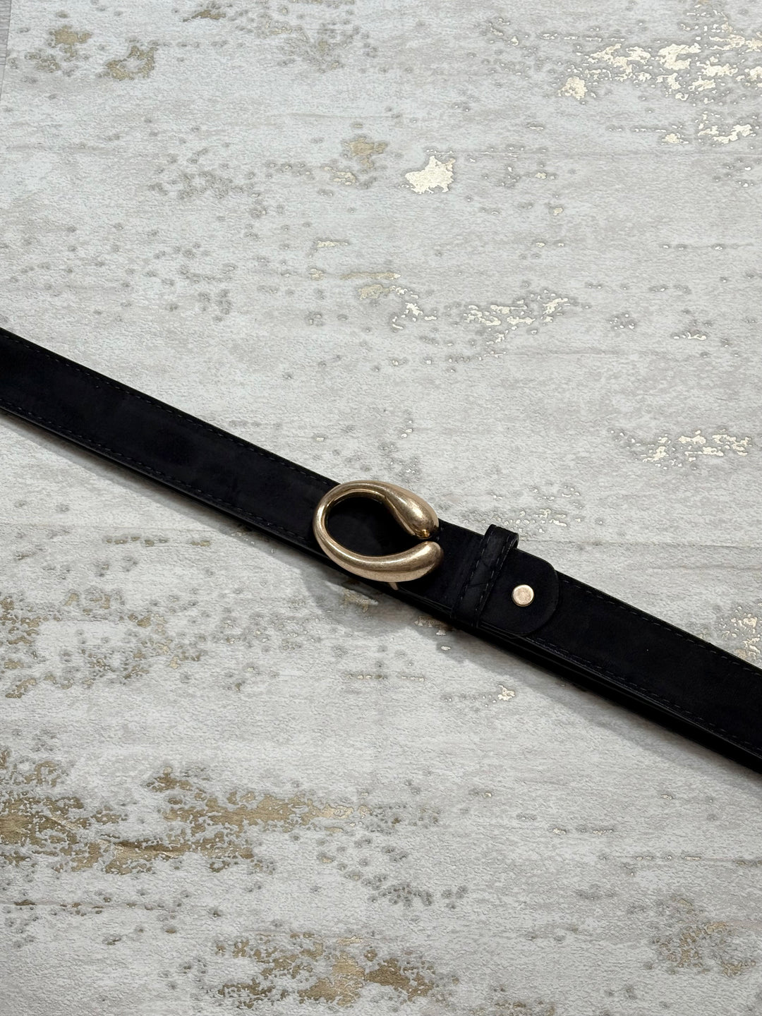 Suede Effect Gold Oval Buckle Belt (6 Colours)