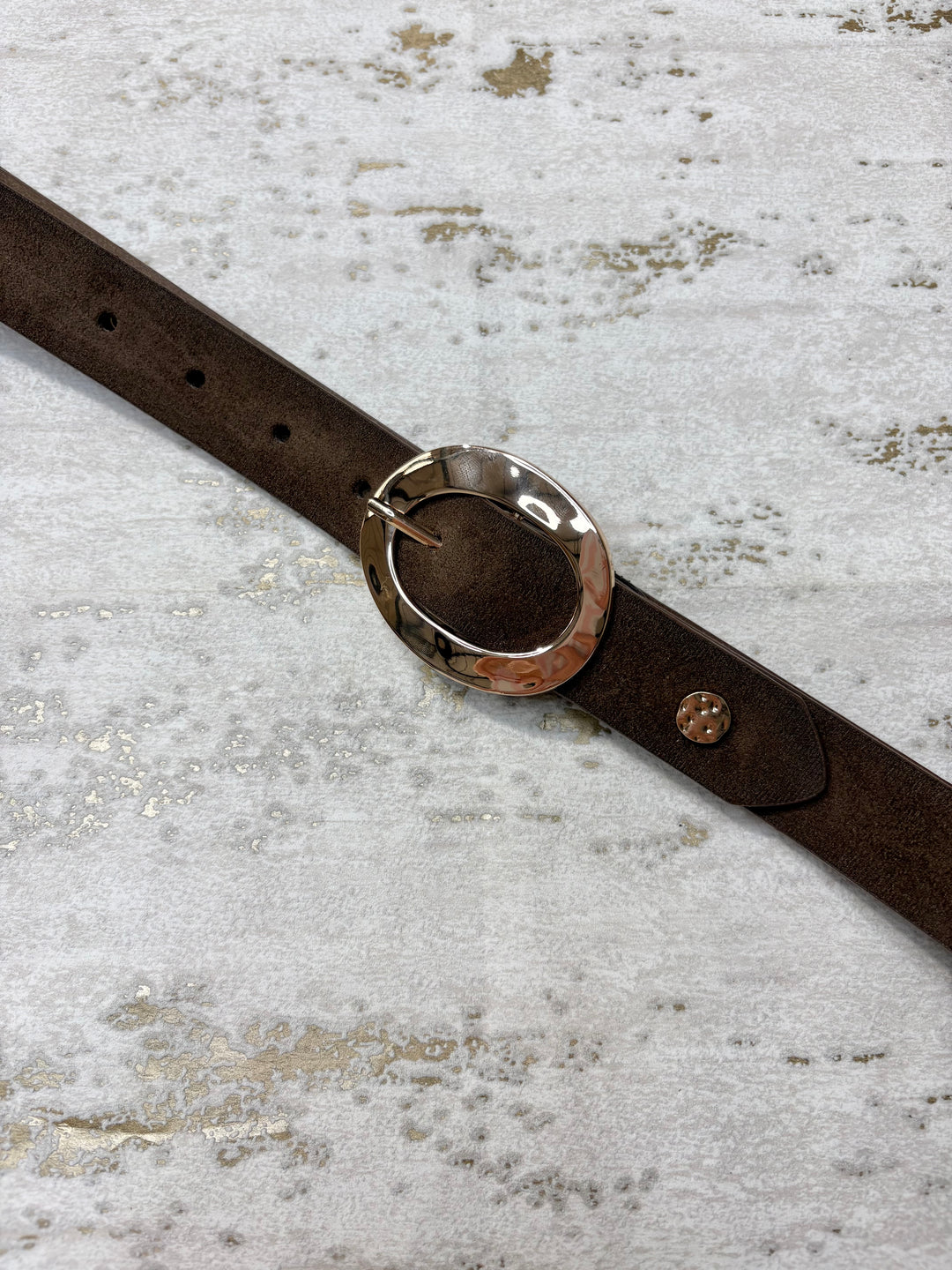 Gold Stone And Stud Suedette Thin Belt (3 Colours)