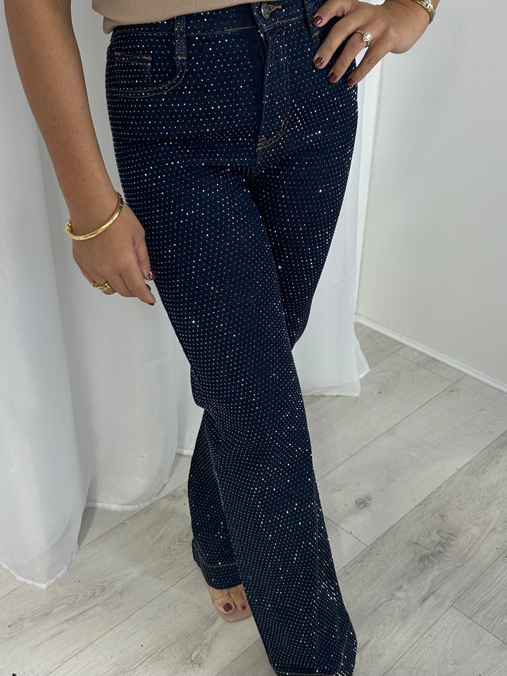 Denim Scattered Diamante Jeans (2 Colours)