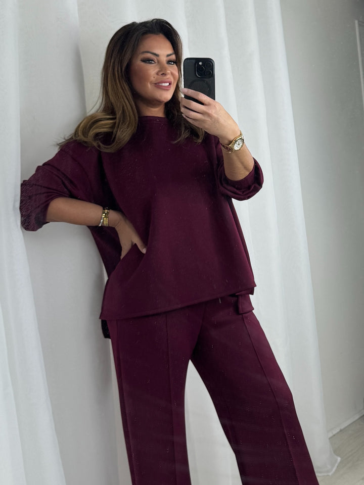 Oversized Luxury Round Neck Trouser Co-Ord (4 Colours)