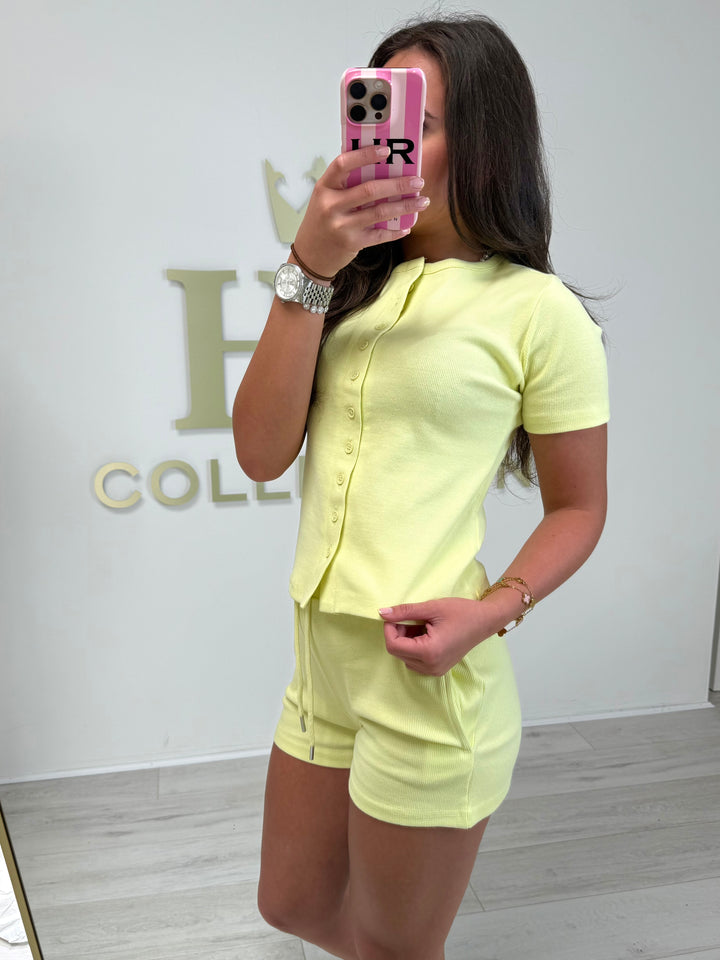 Ribbed Button UP Shorts Co-ord (3 Colours)