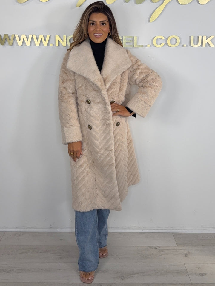 Herringbone Double Breasted Collared Longline Coat (5 Colours)