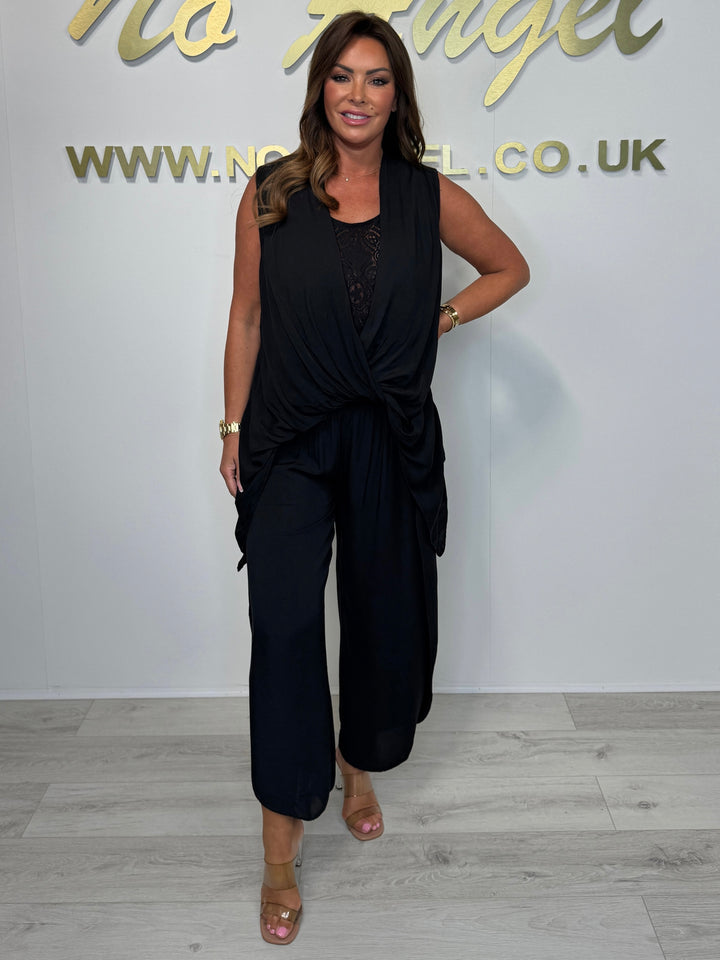 Lace Detail Cross Over Harem Trouser Co-ord