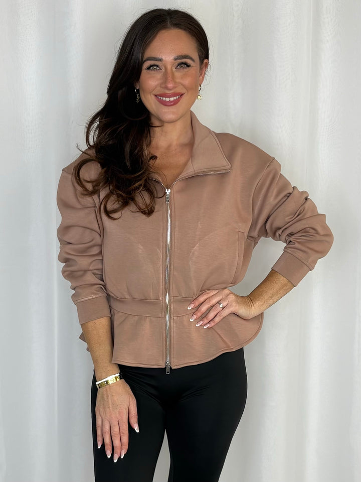 Peplum Funnel Neck Zip Jacket (3 Colours)