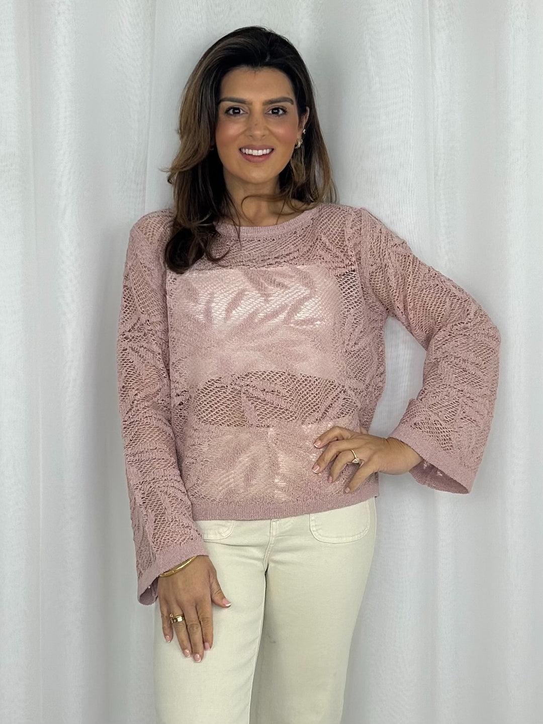 Oversized Mesh Leaf Crochet Design Jumper (4 Colours)