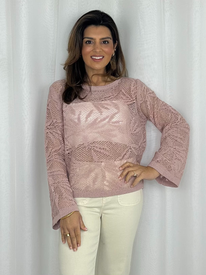 Oversized Mesh Leaf Crochet Design Jumper (4 Colours)