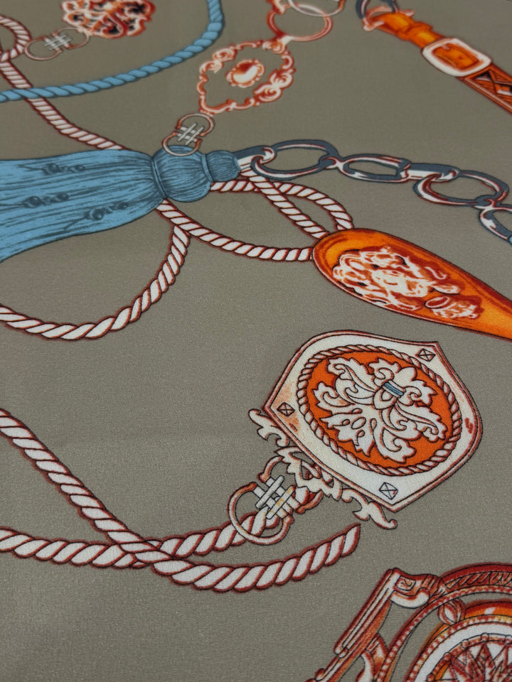 Tassel & Chain Silky Patterned Scarf (3 Colours )