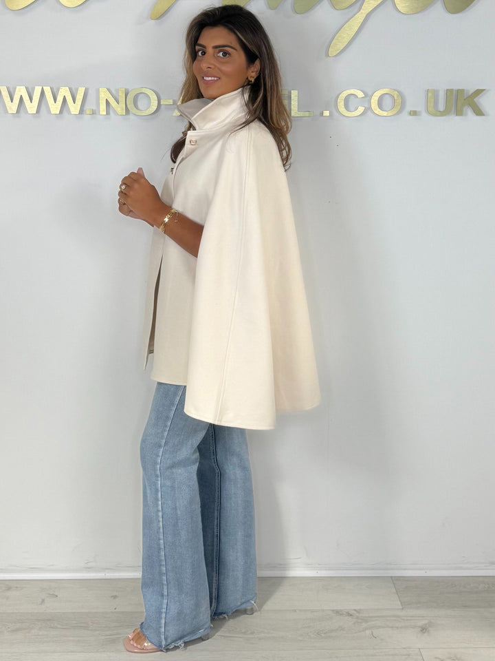 Oversize Gold Clasp Detail Collared Cape (3 Colours)