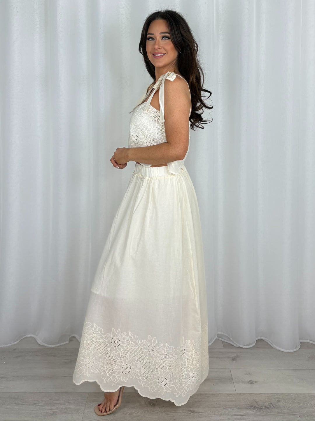 Tie Shoulder Floral Design Maxi Skirt Co-Ord (2 Colours)