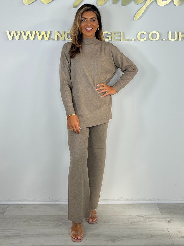 Soft Knit High Neck Side Split Jumper & Trouser Co-Ord (4 Colours)