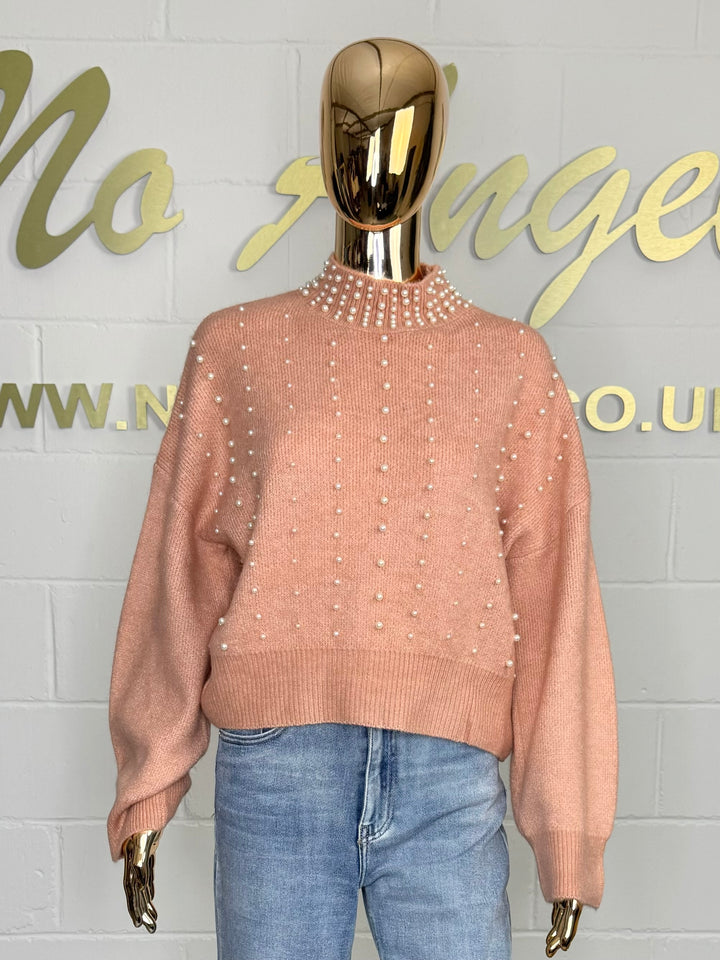 Soft Knit Turtle Neck Pearl Detail Jumper (3 Colours)
