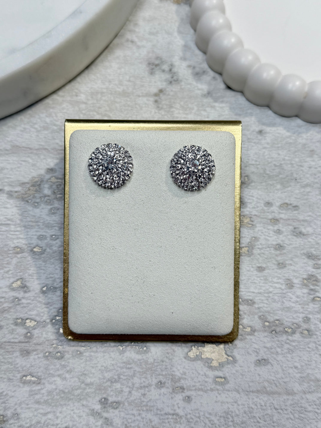 Silver Diamante Encrusted Large Circle Earrings