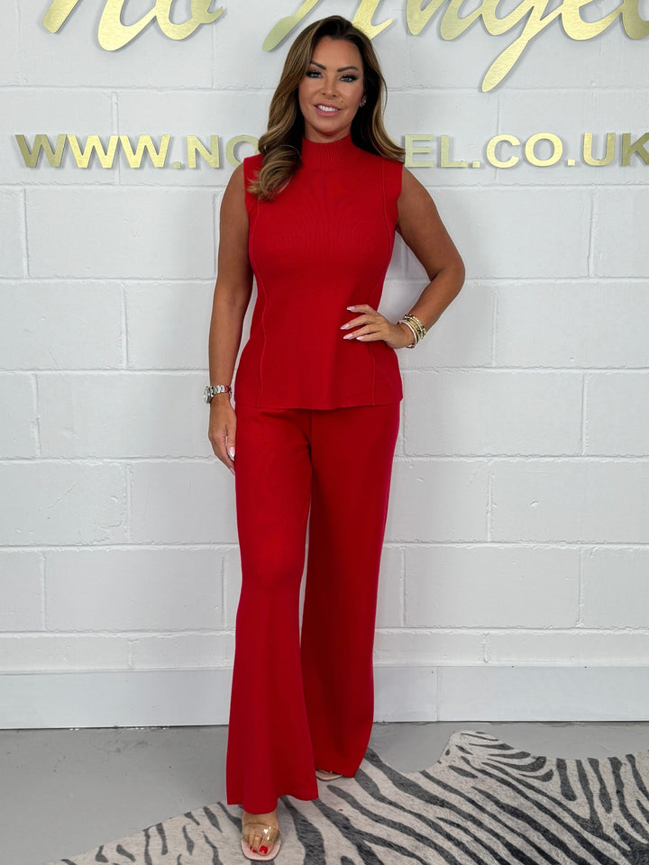 Super Soft Fine Knit Sleeveless Turtle Neck Top & Trouser Lounge Set (5 Colours)