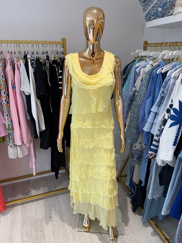 Silk Ruffle Layered Short Sleeve Maxi Dress (5 Colours)