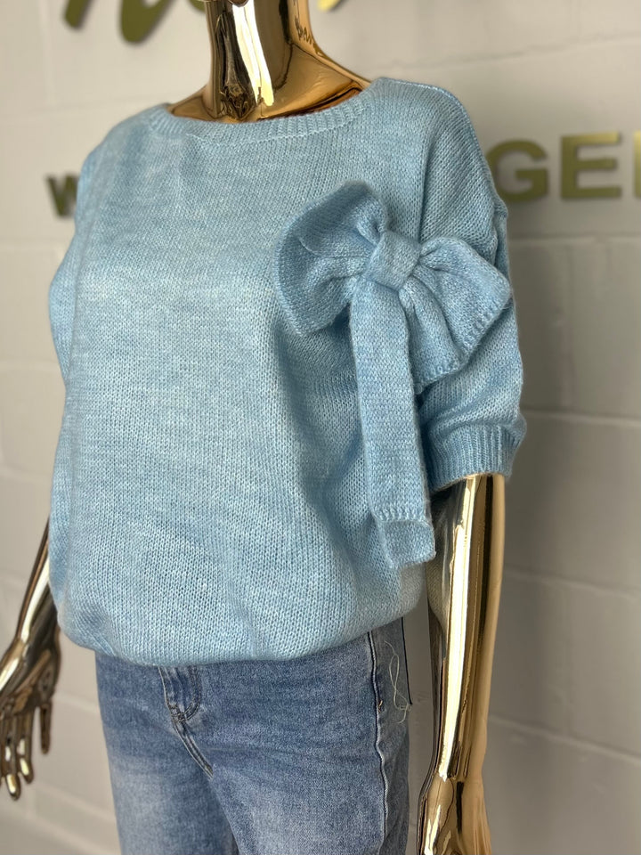 Soft Knit Short Sleeve Bow Detail Jumper (8 Colours)