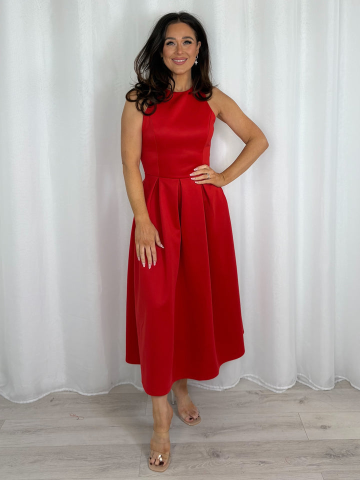 Sleeveless High Neck Pleated Dress (2 Colours)