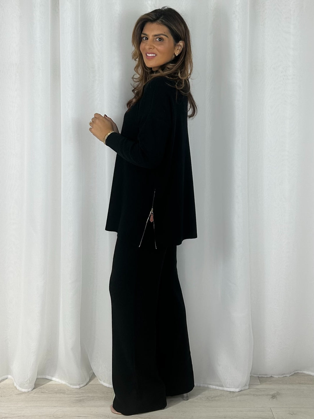 High Neck Soft Knit Side Zip Jumper & Trouser Co-Ord (3 Colours)